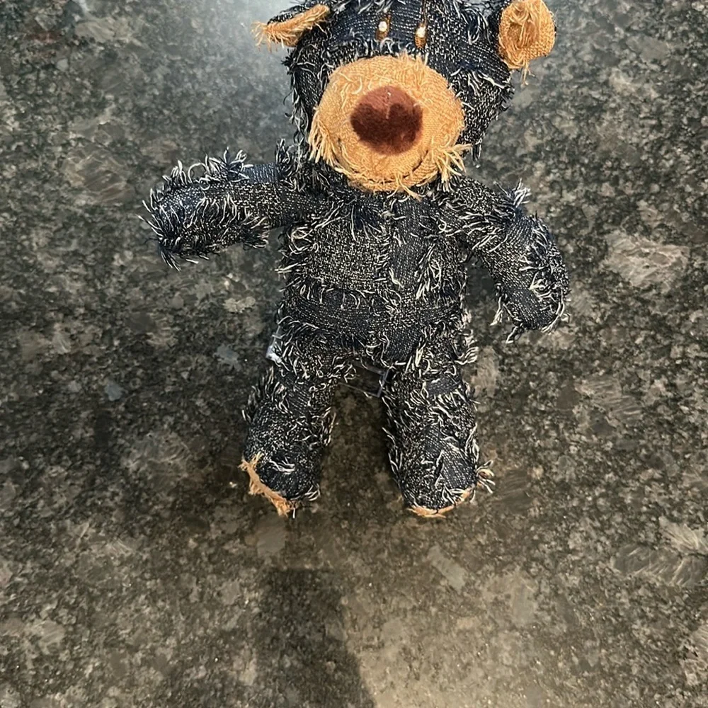 Dog Toy Denim Patchwork Teddy Bear Plush Toy w/squeakers Medium Chew Toy